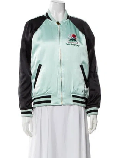 Pre-owned Casablanca 2025 Colorblock Pattern Bomber Jacket W/ Tags In Blue