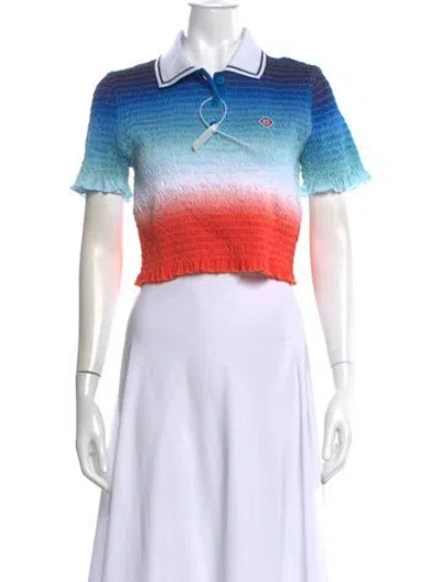 Pre-owned Casablanca 2025 Colorblock Pattern Crop Top W/ Tags In White