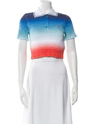 Pre-owned Casablanca 2025 Colorblock Pattern Polo W/ Tags In Blue