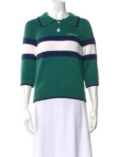 Pre-owned Casablanca 2025 Colourblock Polo Sweater W/ Tags In Green