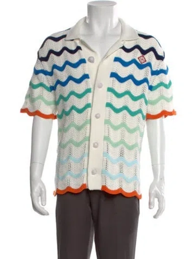 Pre-owned Casablanca 2025 Gradient Wave Crochet Shirt W/ Tags In White