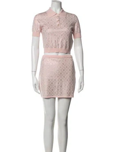 Pre-owned Casablanca 2025 Merino Wool Skirt Set W/ Tags In Pink