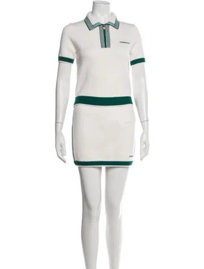 Pre-owned Casablanca 2025 Merino Wool Skirt Set W/ Tags In White