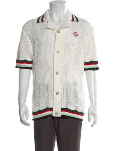 Pre-owned Casablanca 2025 Montagne Ondulee Crochet Shirt W/ Tags In Neutral