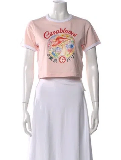 Pre-owned Casablanca 2025 Mushroom Crop Top In Pink