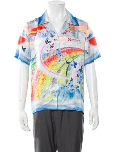 Pre-owned Casablanca 2025 Silk Button-up Top In Blue