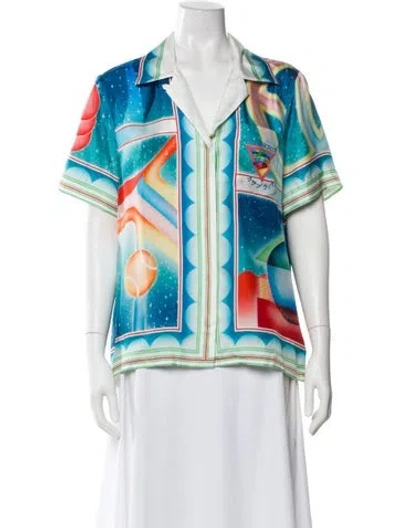 Pre-owned Casablanca 2025 Silk Top In Blue