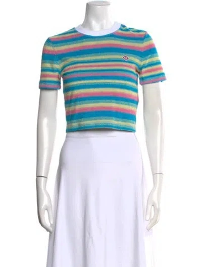 Pre-owned Casablanca 2025 Stripe Towelling Crop Top W/ Tags In Blue