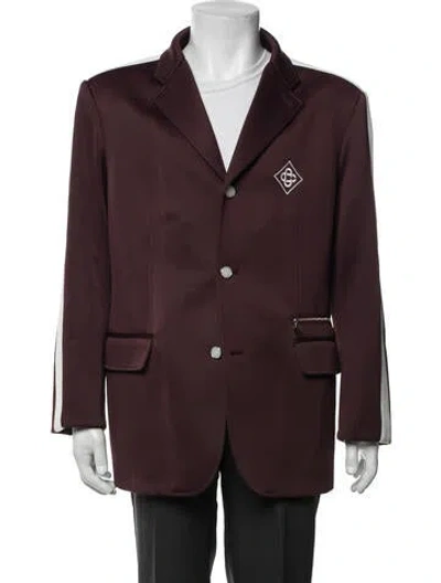 Pre-owned Casablanca 2026 Signature Logo Peacoat In Burgundy