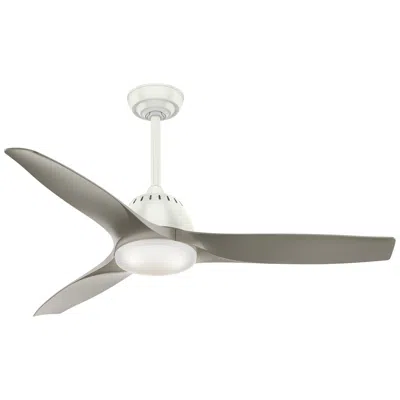 Casablanca 52" Hunter Wisp Fresh White Led Ceiling Fan W/ Pewter Blades In Gray