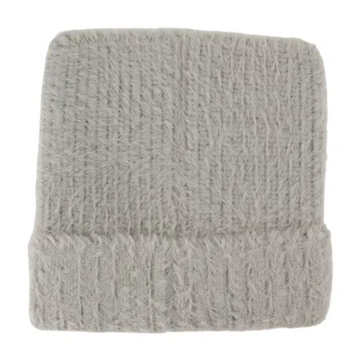 Casablanca A-aw25-hat-101-02 Fluffy Nylon Knit Beanie In Gray