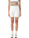 Casablanca Womens White Brand-patch Ribbed High-rise Stretch-woven Blend Shorts In White