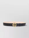 Casablanca Adjustable Goat Leather Belt With Golden Logo Buckle In Black