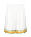 Casablanca Drawstring Silk Shorts In White