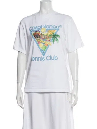 Pre-owned Casablanca Afro Cubism Tennis Club Graphic Print T-shirt In White