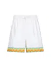 Casablanca Drawstring Silk Shorts In White