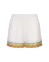 Casablanca Afro Cubism Tennis Club Silk Shorts In White