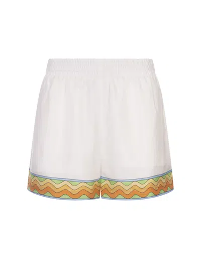 Casablanca Afro Cubism Tennis Club Silk Shorts In White