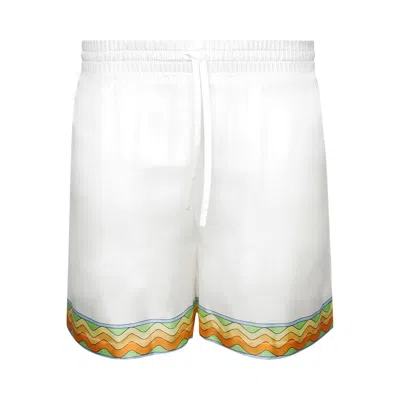 Pre-owned Casablanca Afro Cubism Tennis Club Silk Shorts 'white' | Men's Size Xxl