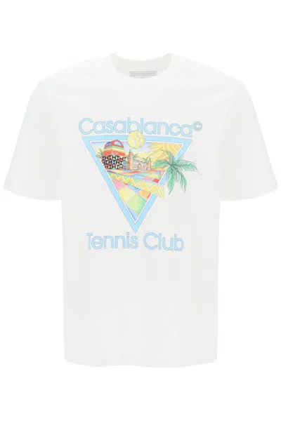 Casablanca Printed Tennis Club Afro Cubism Logo T-shirt In White