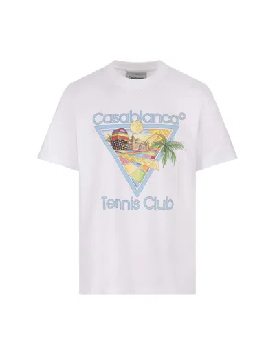 CASABLANCA AFRO CUBISM TENNIS CLUB T-SHIRT IN WHITE