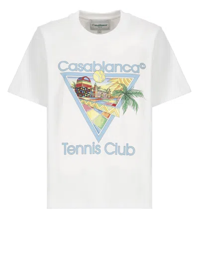 Casablanca Afro Cubism Tennis Club Cotton T-shirt In White