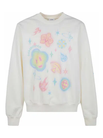 Casablanca Graphic-print Crew-neck Sweatshirt In Neutral