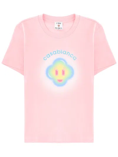 Casablanca Airbrush Smiley Fitted Short Sleeve T-shirt In Pink