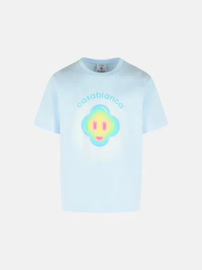 Casablanca 'airbrush Smiley' Light Blue Cotton T-shirt