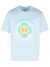 Casablanca Ribbed Crew Neck Short Sleeve T-shirt With Airbrush Artwork In Multi