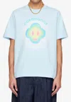 Casablanca Ribbed Crew Neck Short Sleeve T-shirt With Airbrush Artwork In Blue
