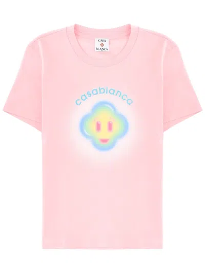 Casablanca Women Airbrush Smiley Fitted Short-sleeve T-shirt In Pink