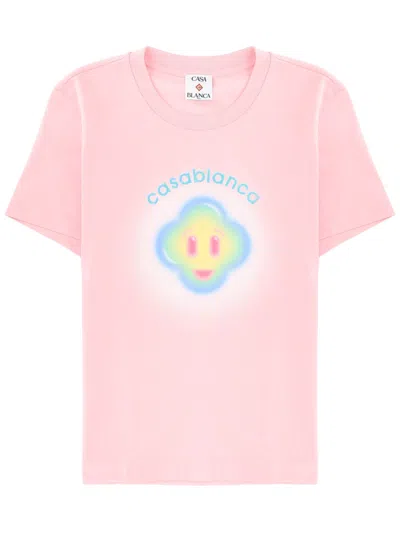 Casablanca Women Airbrush Smiley Fitted Short-sleeve T-shirt In Pink