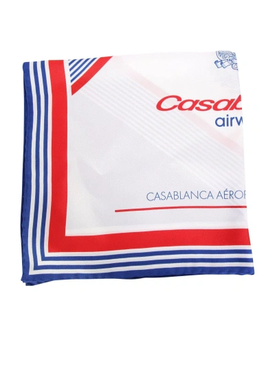 Casablanca Airways-printed Finished Edge Scarf In White
