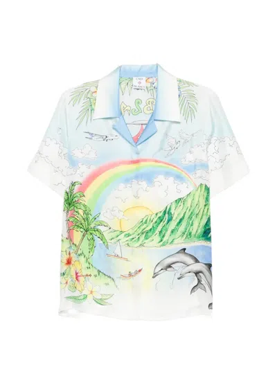 Casablanca Aloha Graphic Shirt In Blue