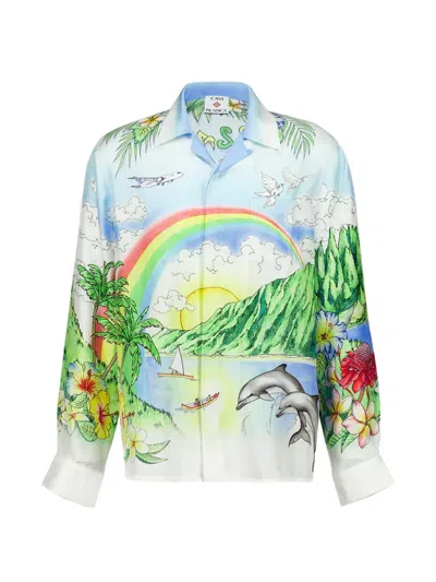 Casablanca Tropical Graphic Shirt Long Sleeves Back Print In Multi