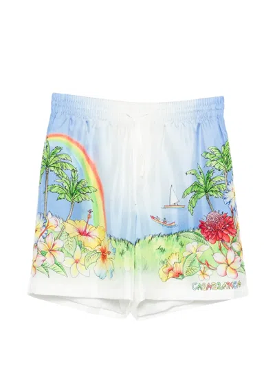 Casablanca Aloha Bermuda Shorts Tropical Print Pockets In Multi