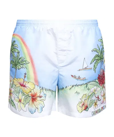 Casablanca Men Printed Technical Fabric Aloha Swim Shorts In Multi