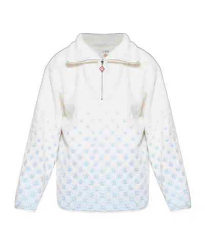 Casablanca Logo-embroidered Fleece Jacket In White
