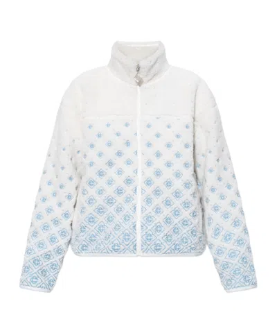Casablanca Alphabet Pattern Zipper Hoodie In White