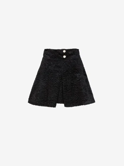 Casablanca Animal Motif Velvet Mini Skirt In Black