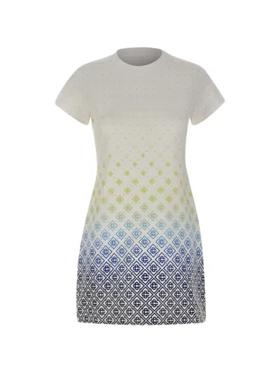 Casablanca Aop Monogram Crew Neck T-shirt Dress In White