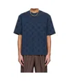 Casablanca Crew Neck T Shirt Embossed Pattern In Blue