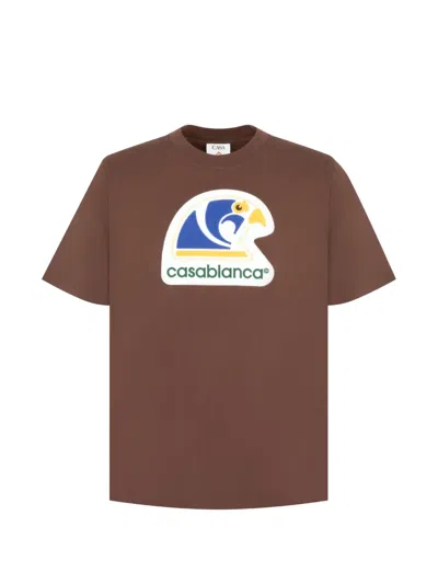 Casablanca Brown Applique Classic T-shirt In Multi