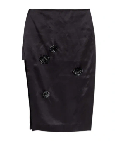 Casablanca Floral-detail Midi Skirt In Black