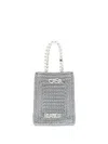 Casablanca Crochet Chain Shoulder Bag With Pearl Handle In Metallic