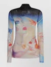 Casablanca Artistic Sleeve Print With Sheer High Neck In Multi