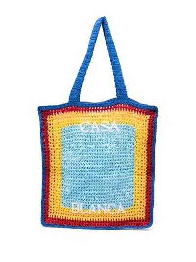 Casablanca Atlantis Crochet-knit Tote Bag In Blau