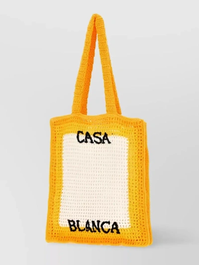 Casablanca Atlantis Crochet-knit Tote Bag In Yellow