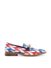 Casablanca Size 42 Red White And Navy Aviator Houndstooth Envelope Loafers